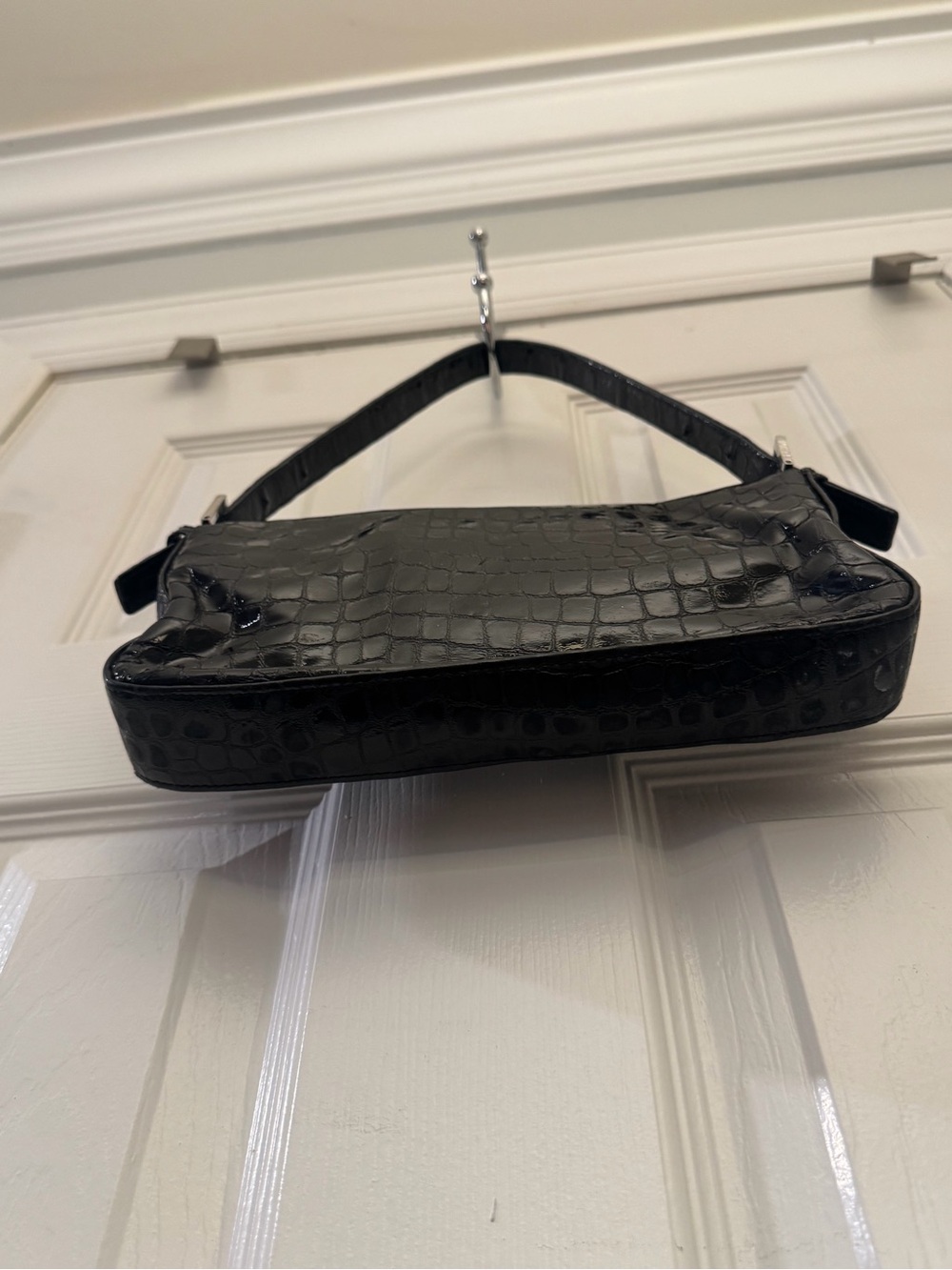 Vintage Fendi Black Crocodile Baguette Shoulder Bag with Silver Buckle - Picture 3 of 13